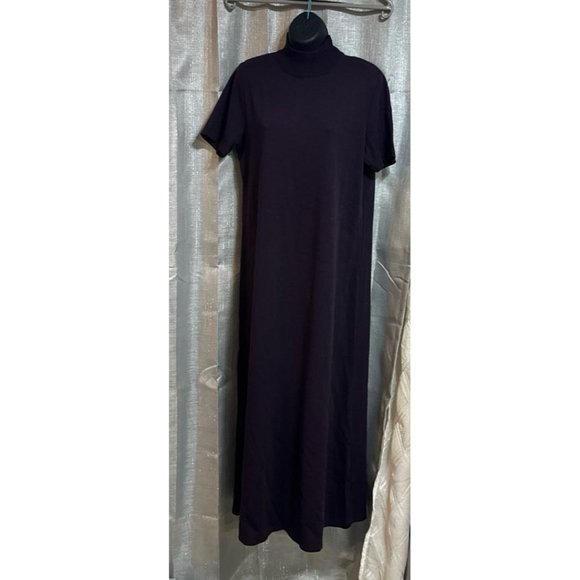 Dress purple maxi long sweater dress mock turtleneck - Picture 3 of 6